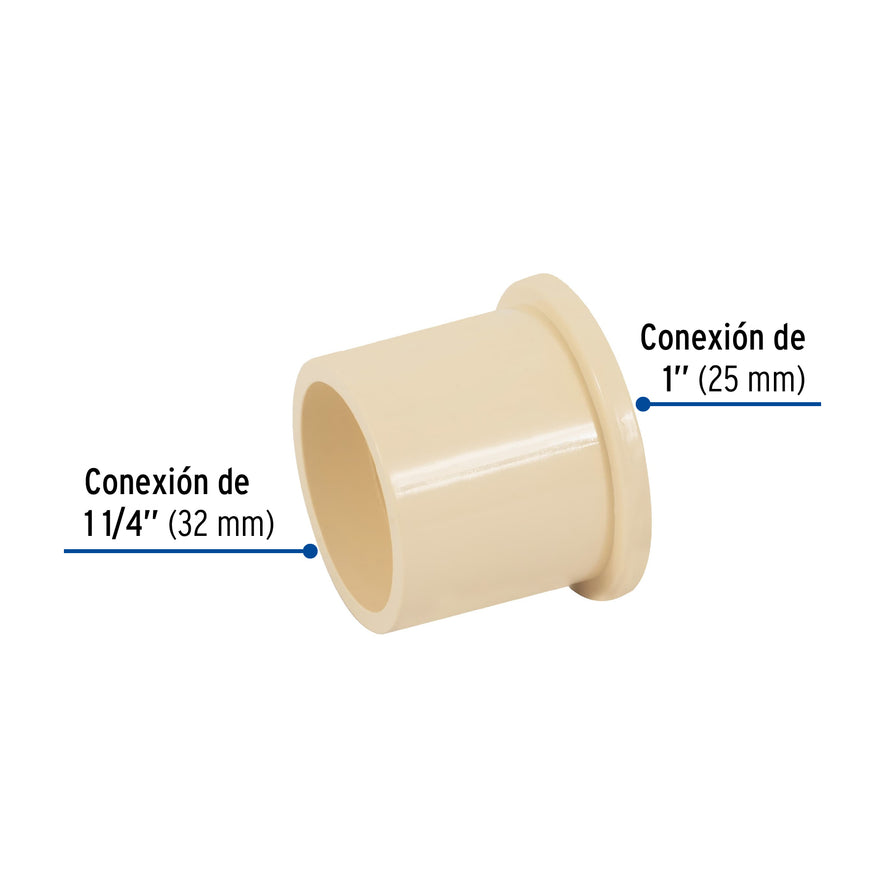 Reducción bushing CPVC 1-1/4' x 1', Foset Caja con 4, 48940