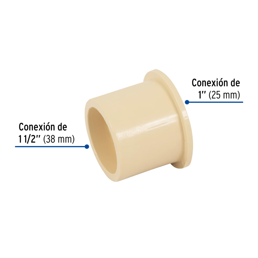 Reducción bushing CPVC 1-1/2' x 1', Foset Caja con 4, 48943
