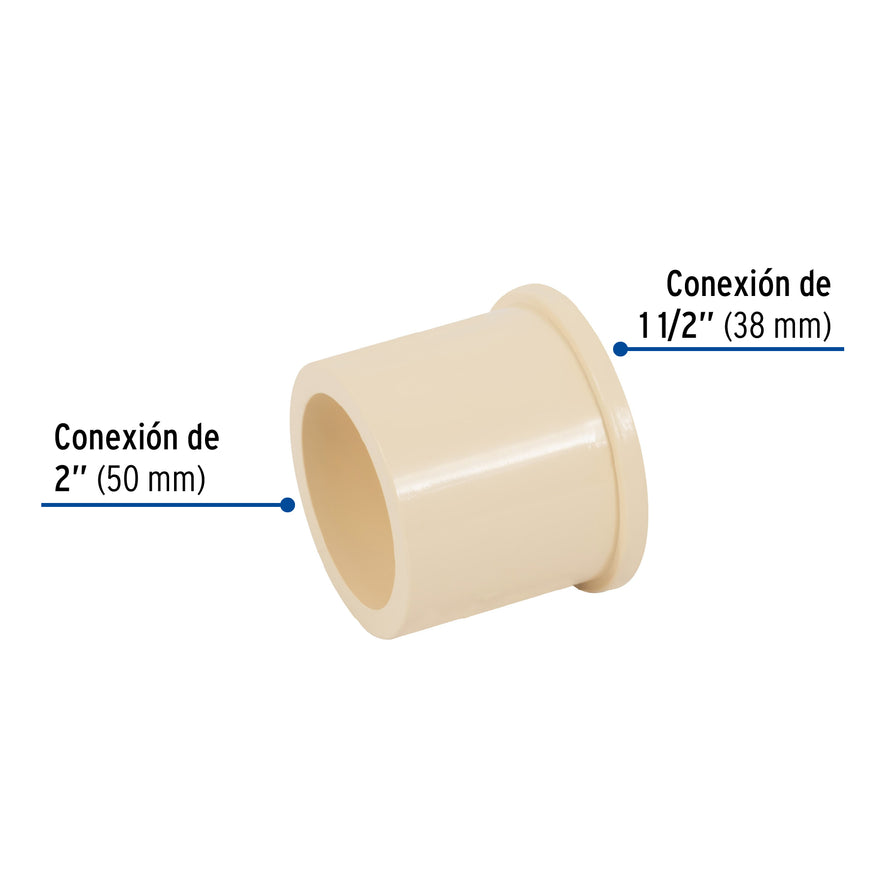 Reducción bushing CPVC 1-1/2' x 2', Foset Caja con 4, 48945