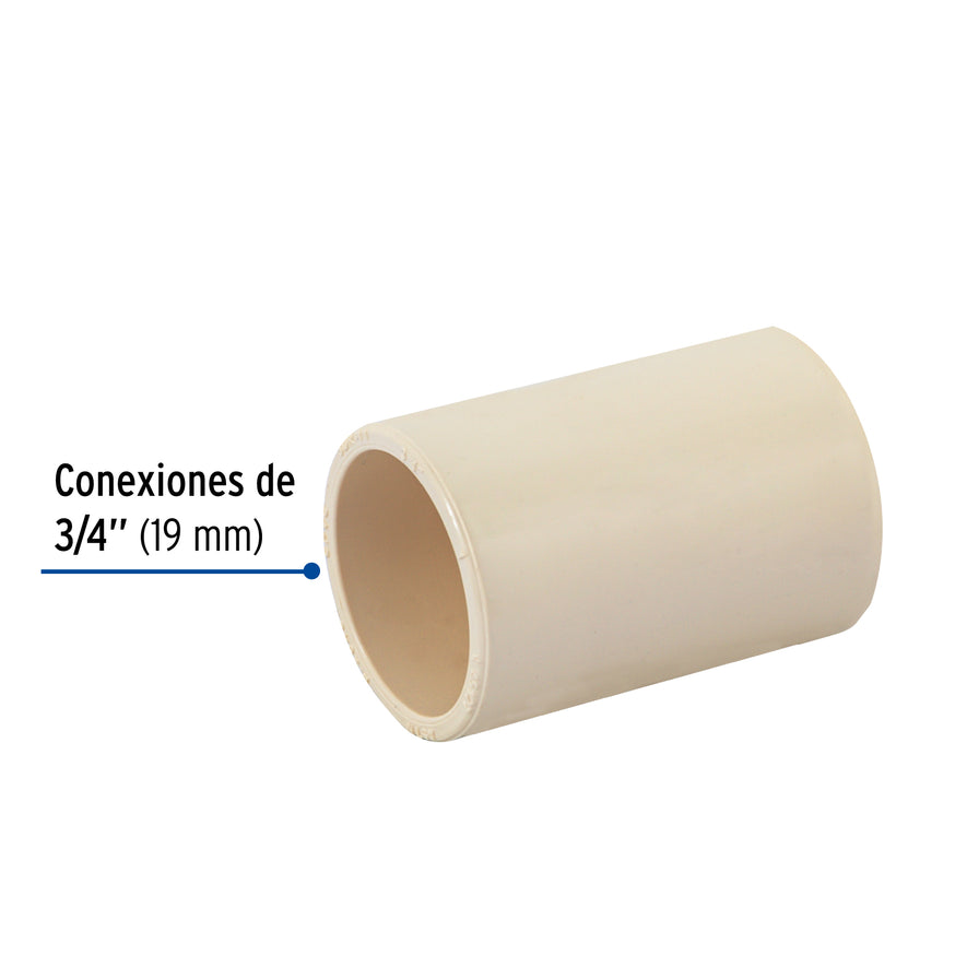 Cople de CPVC de 3/4', Foset Caja con 40, 45127