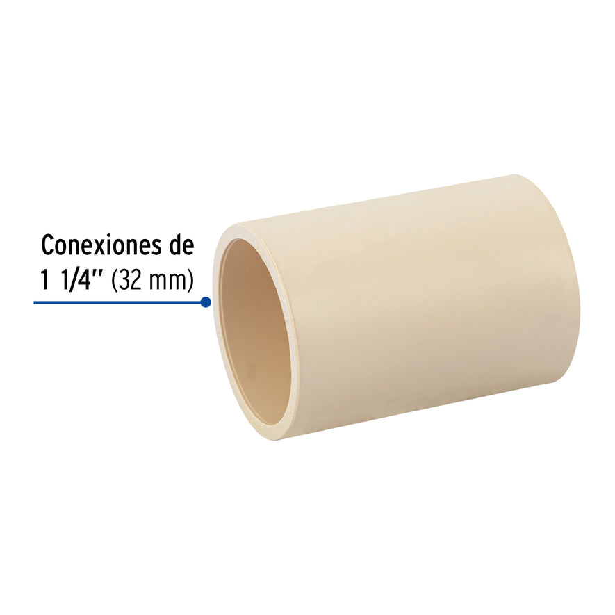 Cople de CPVC de 1-1/4', Foset Caja con 4, 48932
