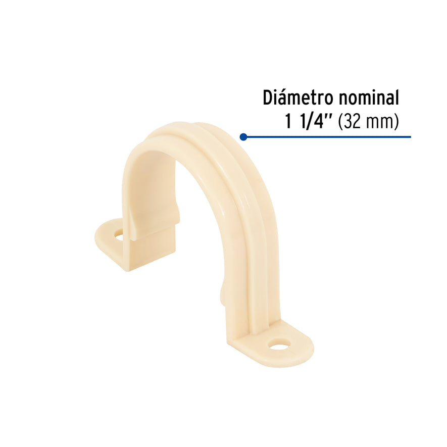 Abrazadera tipo 'U' de CPVC de 1-1/4', Foset Caja con 10, 48961