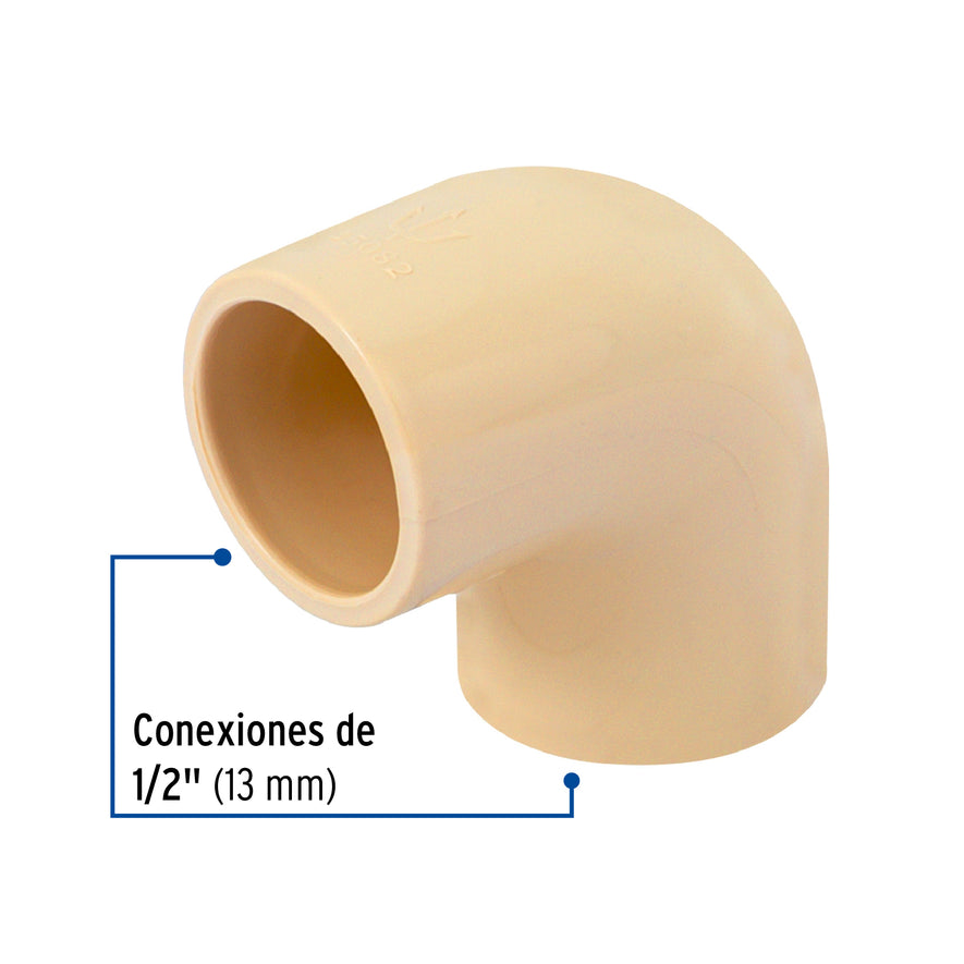 Codo 90° de CPVC de 1/2', Foset Caja con 80, 45082