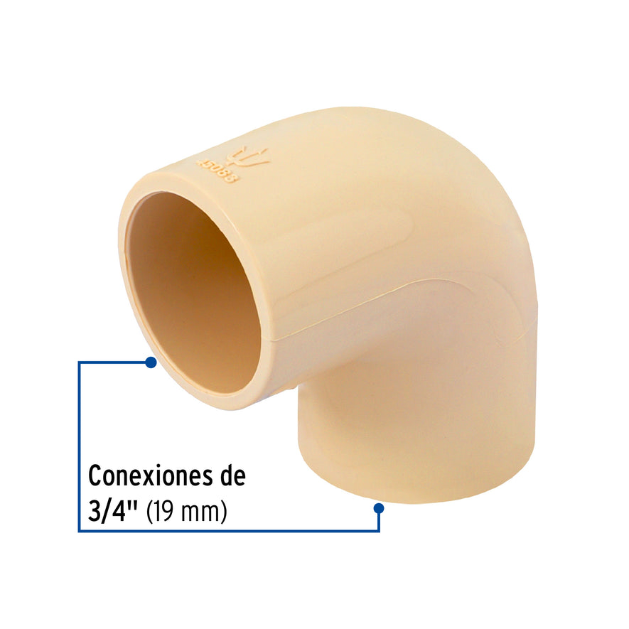 Codo 90° de CPVC de 3/4', Foset Caja con 80, 45083