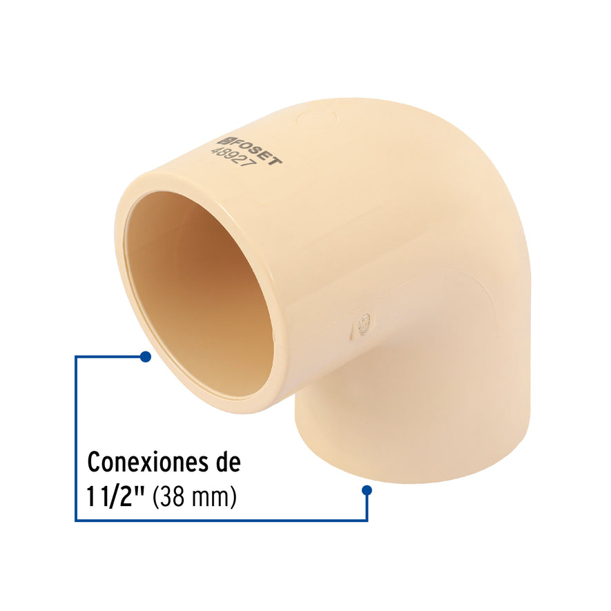 Codo 90° de CPVC de 1-1/2', Foset Caja con 4, 48927