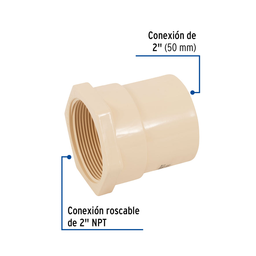 Conector hembra CPVC 2', Foset Caja con 4, 48958
