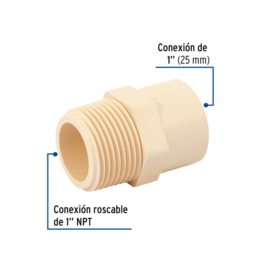 Conector macho de CPVC 1', Foset Caja con 20, 45100
