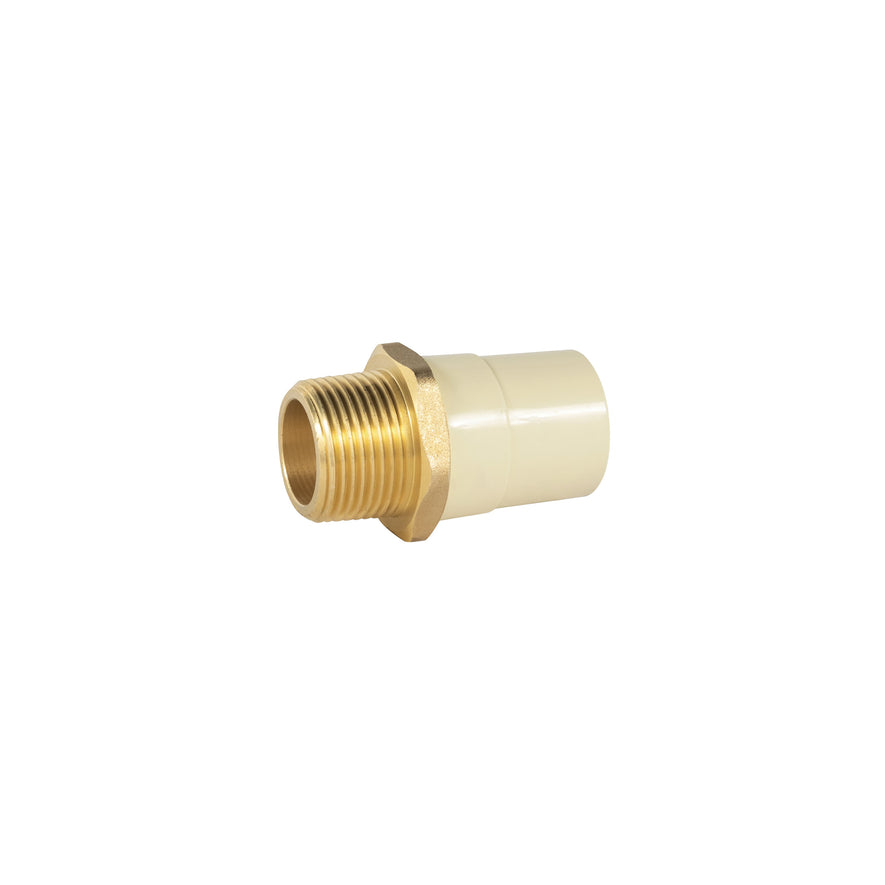 Adaptador macho de CPVC 1' con inserto metálico, Foset Caja con 10, 45106