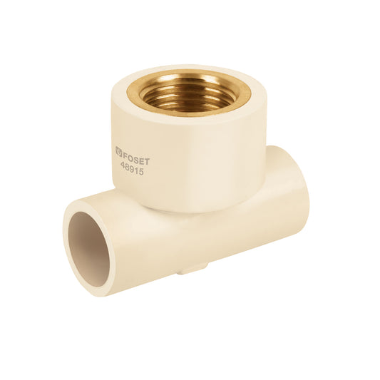 Tee reducida hembra de CPVC 3/4' x 3/4' x 1/2' inserto latón Caja con 10, 48915