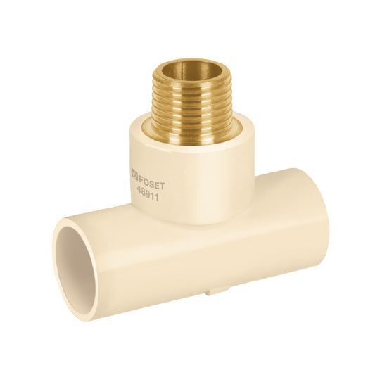 Tee rosca central macho CPVC 1/2' inserto latón, Foset Caja con 10, 48911