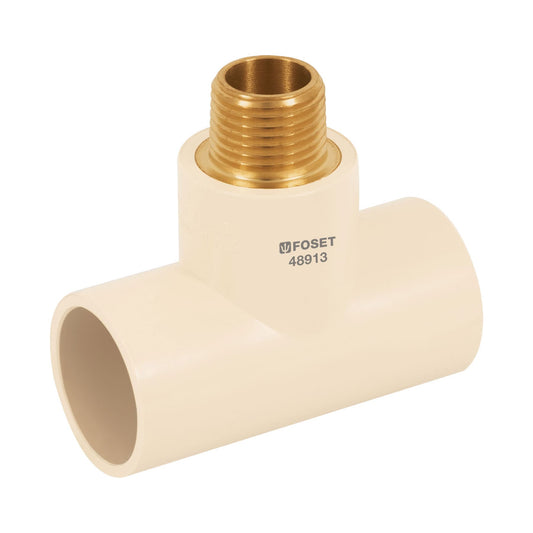 Tee reducida macho de CPVC 1' x 1' x 1/2' inserto latón Caja con 10, 48913