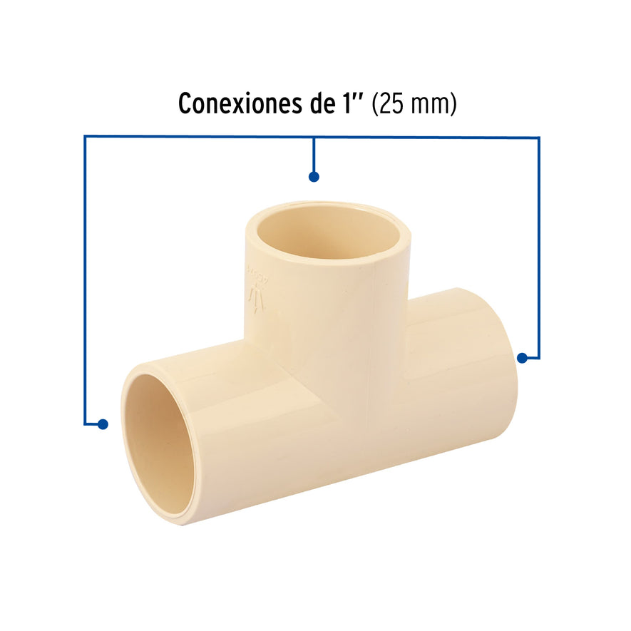 Tee sencilla de CPVC 1', Foset Caja con 20, 45071