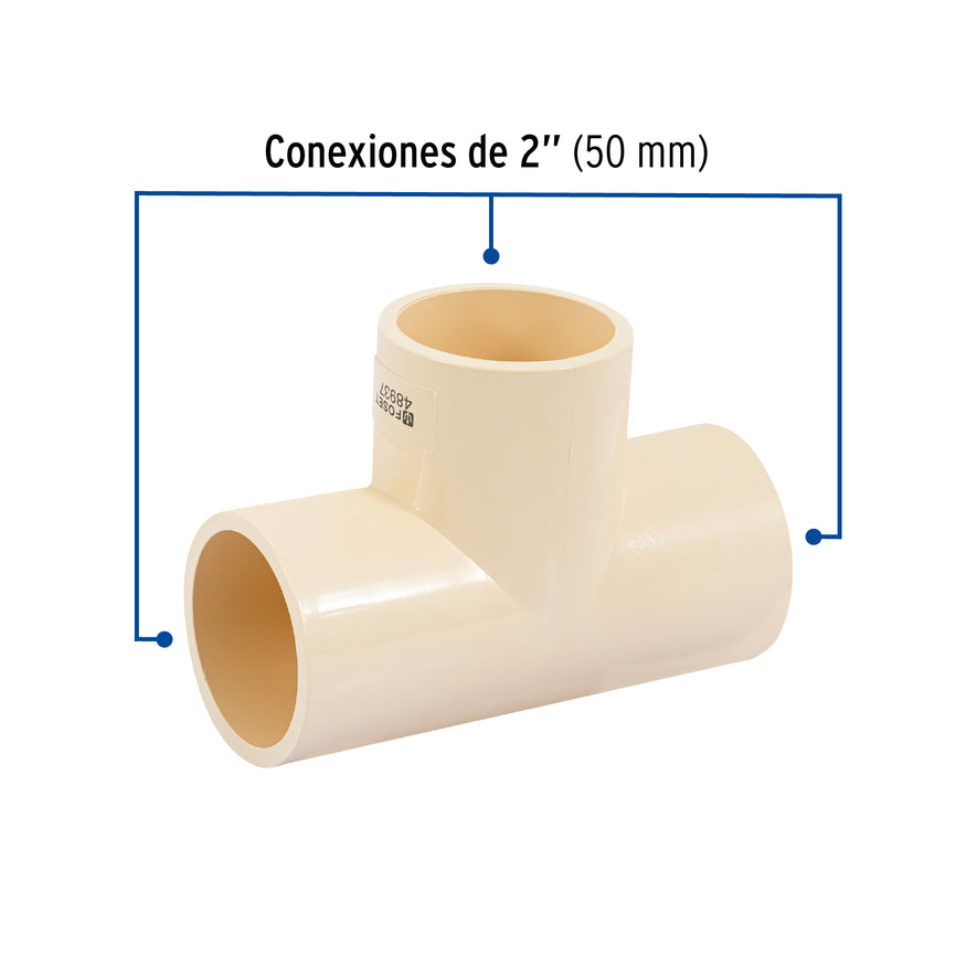 Tee sencilla de CPVC 2', Foset Caja con 4, 48937
