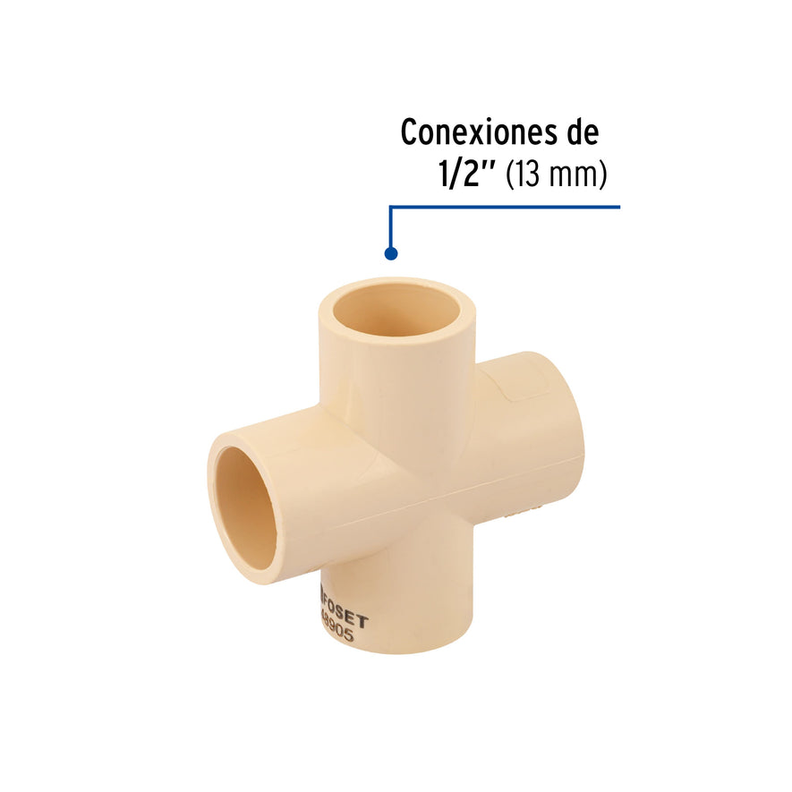 Cruz de CPVC 1/2', Foset Caja con 10, 48905