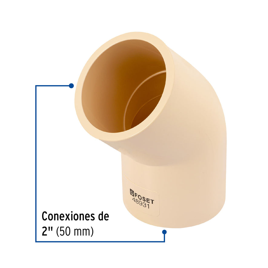 Codo 45° CPVC de 2', Foset Caja con 4, 48931