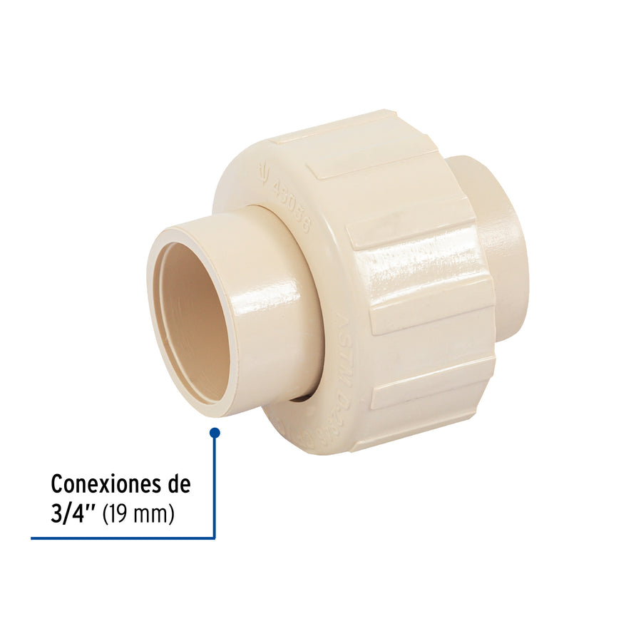 Tuerca unión lisa de CPVC 3/4', Foset Caja con 20, 45056