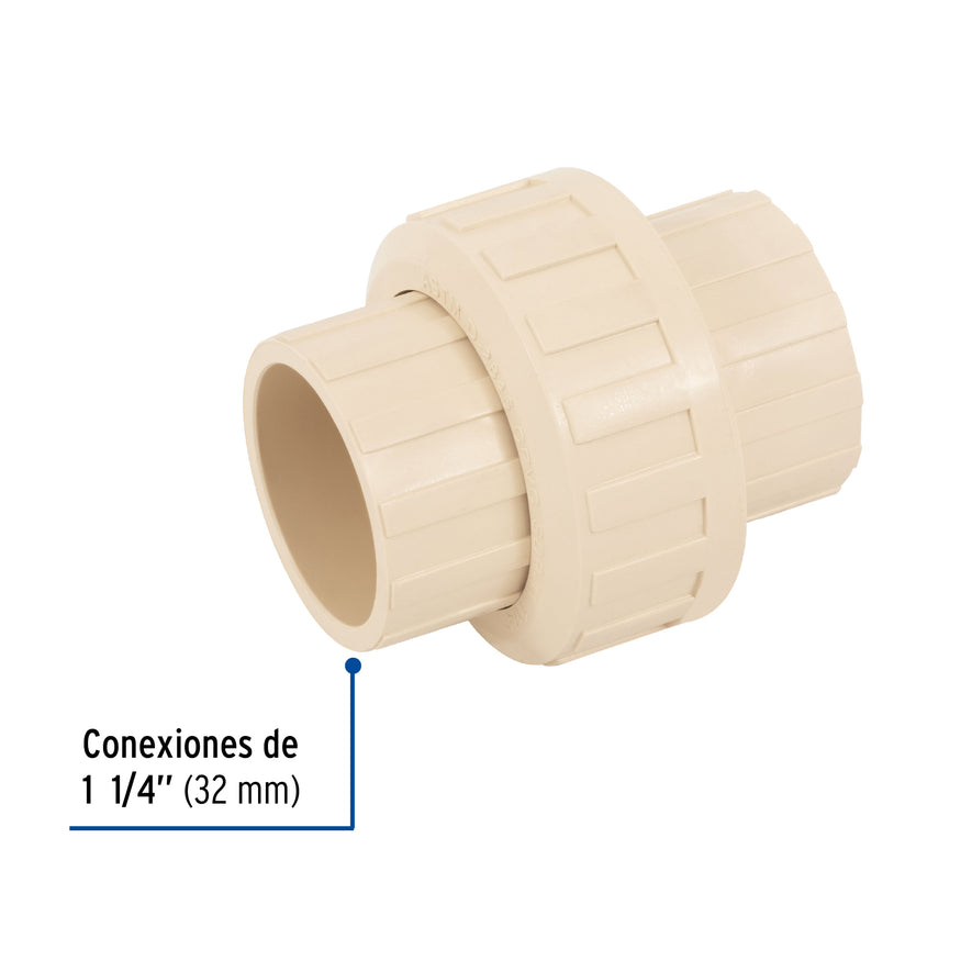 Tuerca unión lisa de CPVC 1-1/4', Foset Caja con 4, 48950