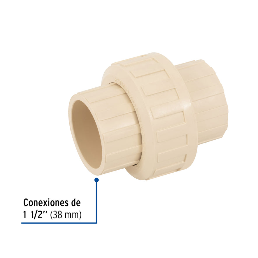 Tuerca unión lisa de CPVC 1-1/2', Foset Caja con 4, 48951