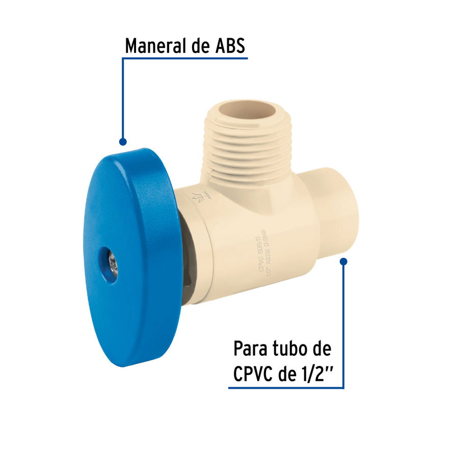 Llave angular de CPVC 1/2' x 1/2', Foset Caja con 10, 45045