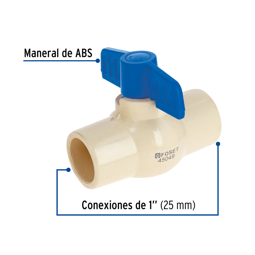 Válvula de esfera de CPVC 1', Foset Caja con 10, 45049