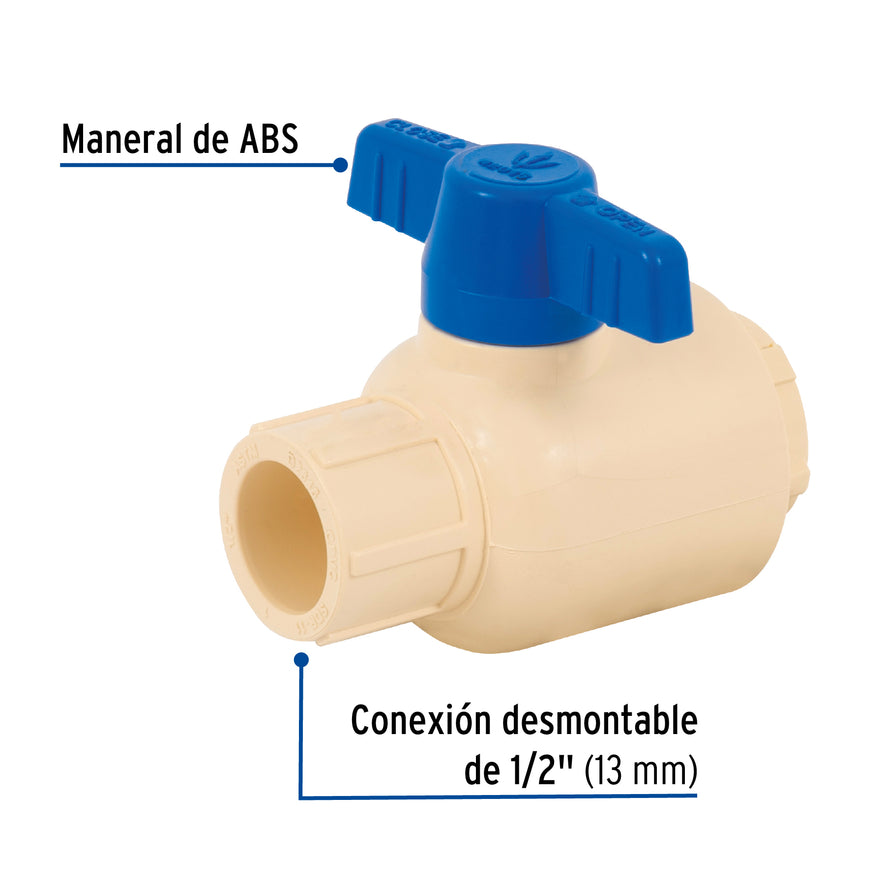 Válvula de esfera desmontable de CPVC 1/2', Foset Caja con 5, 42015