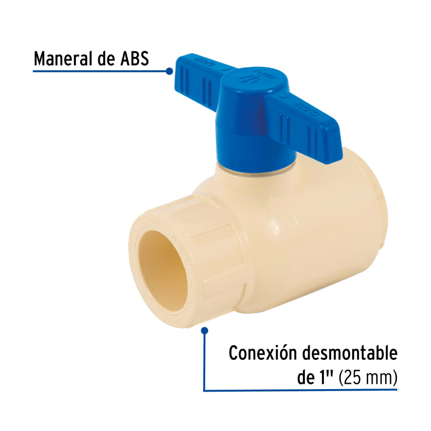 Válvula de esfera desmontable de CPVC 1', Foset Caja con 5, 42017