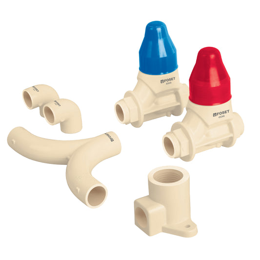 KIT conexiones CPVC para instalación regadera, sin manerales Caja con 2, 46034