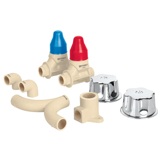 KIT de conexiones y válvulas CPVC para instalación regadera Caja con 2, 46033