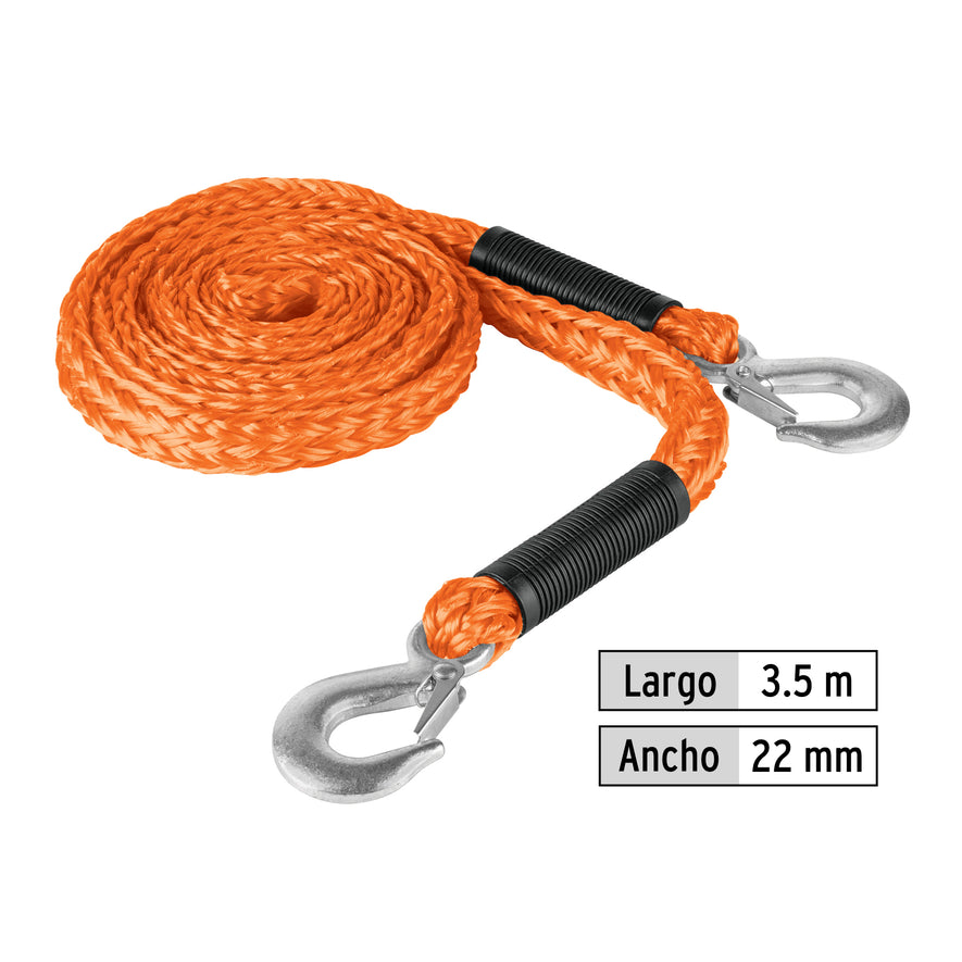 Cuerda con ganchos para remolque, 22 mm x 3.5 m, Truper, 18345
