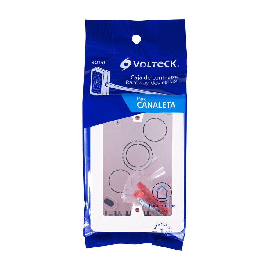 Caja de contactos para canaleta 3' x 5', blanca, Volteck Caja con 12, 40141