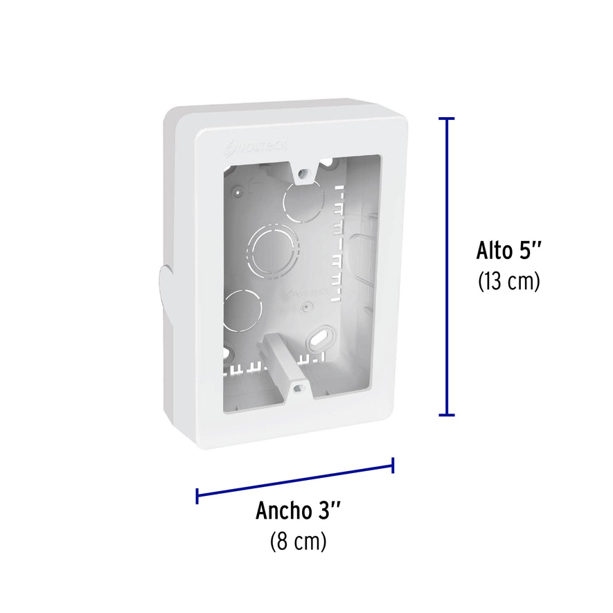 Caja de contactos para canaleta 3' x 5', blanca, Volteck Caja con 12, 40141