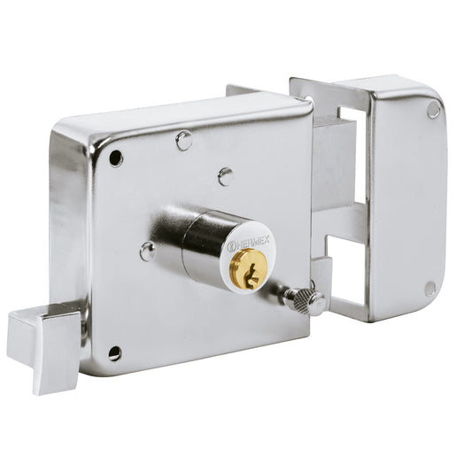 Cerradura sobreponer der instala-fácil, cromada, tradicional Caja con 3, 43588