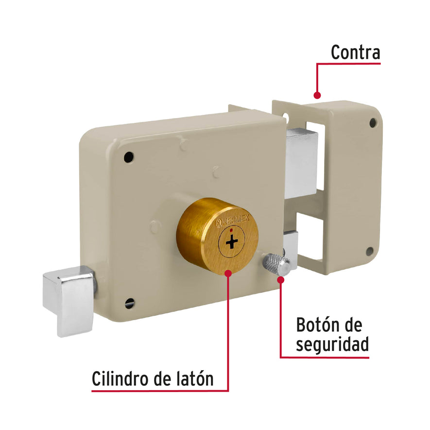 Cerradura sobreponer der instala-fácil, llave tetra, blíster Caja con 3, 43587
