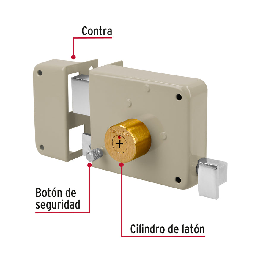 Cerradura sobreponer izq instala-fácil, llave tetra, blíster Caja con 3, 43586