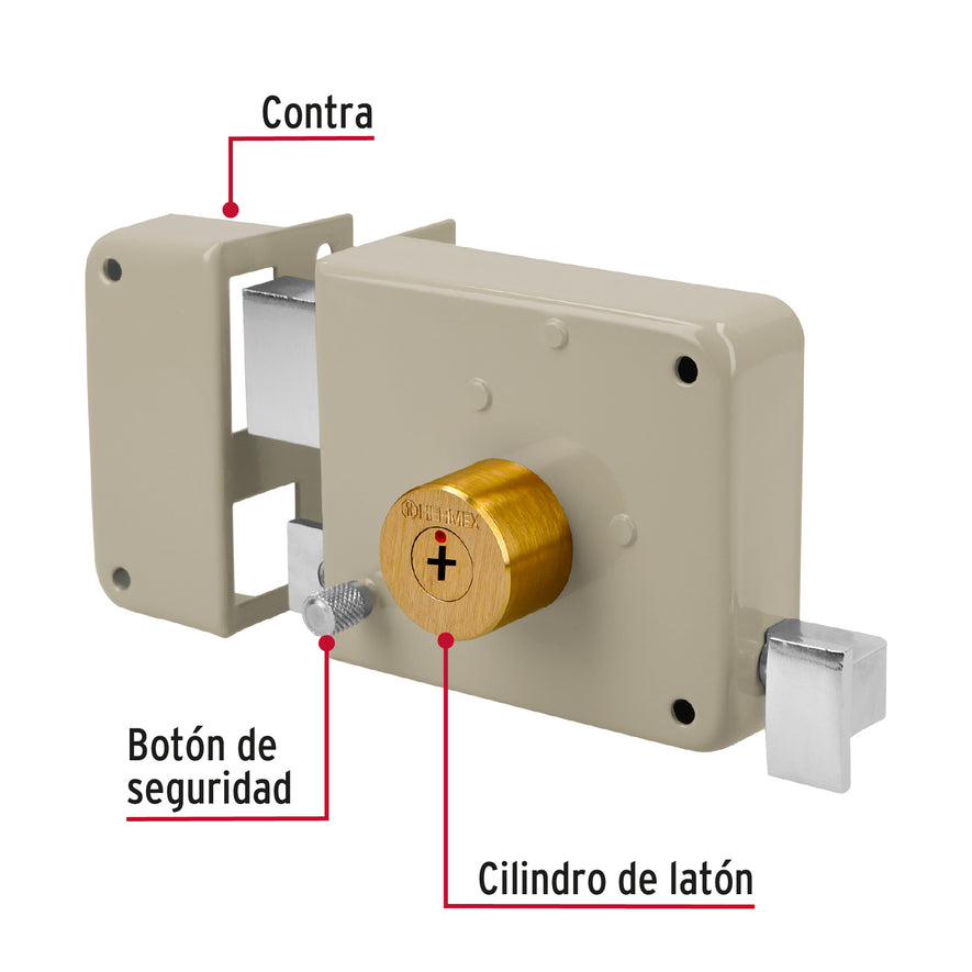 Cerradura sobreponer izq instala-fácil, llave tetra, caja Caja con 3, 43577