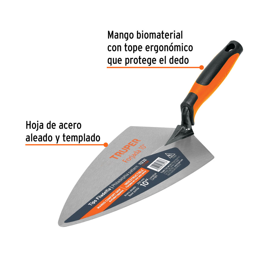 Cuchara p/ albañil 10' forjada tipo Filadelfia, Comfort Grip Caja con 3, 11232