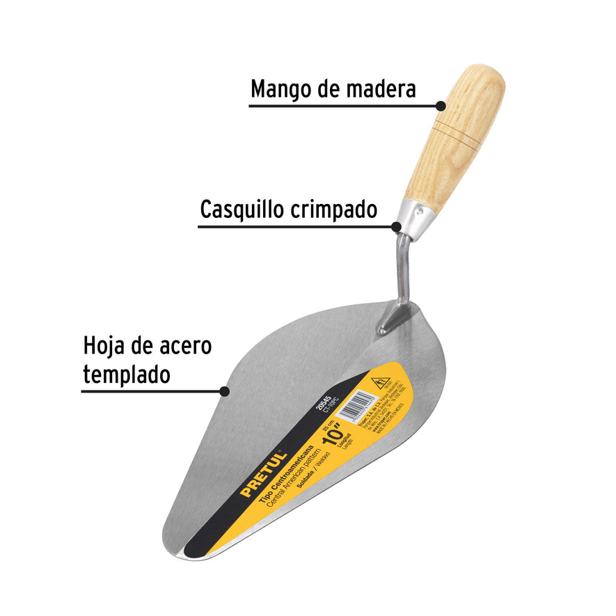 Cuchara para albañil 10' tipo centroamericana, Pretul Caja con 6, 20545