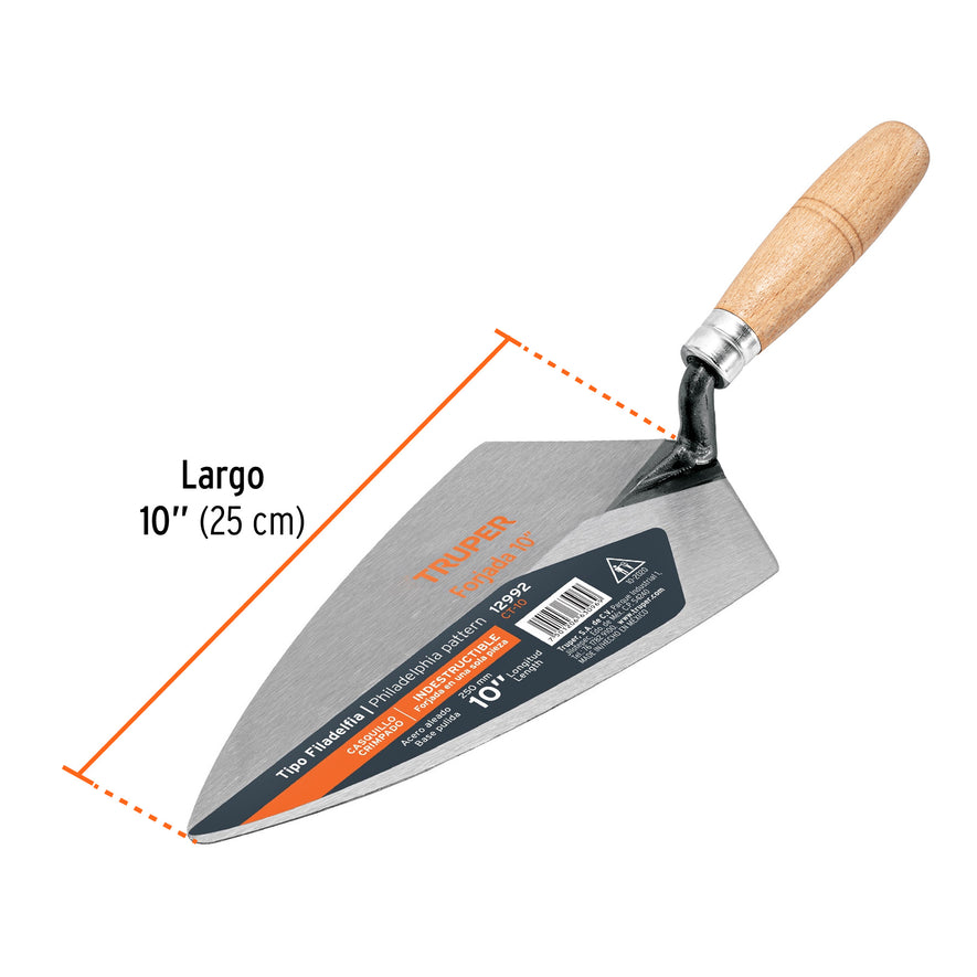 Cuchara para albañil 10' forjada tipo Filadelfia, TRUPER Caja con 3, 12992