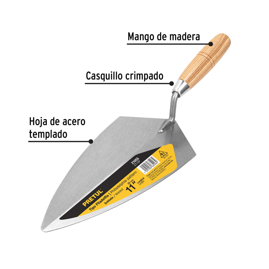 Cuchara para albañil 11' tipo Filadelfia, Pretul Caja con 6, 21055