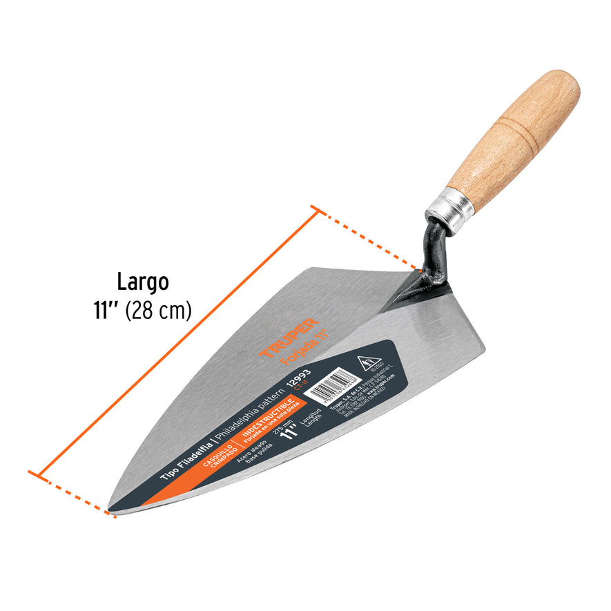 Cuchara para albañil 11' forjada tipo Filadelfia, TRUPER Caja con 3, 12993