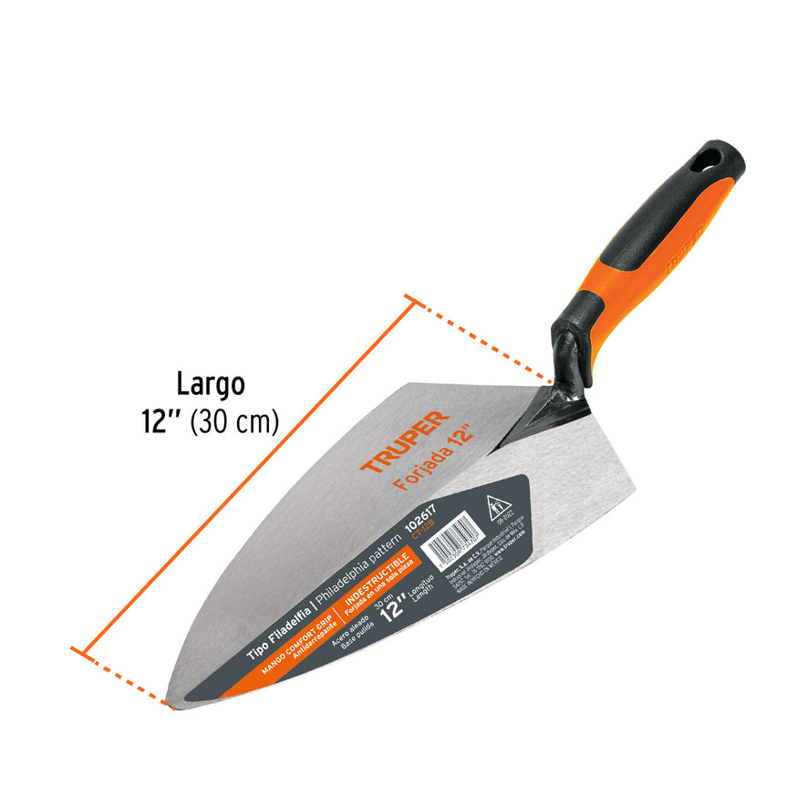 Cuchara p/ albañil 12' forjada tipo Filadelfia, Comfort Grip Caja con 3, 102617