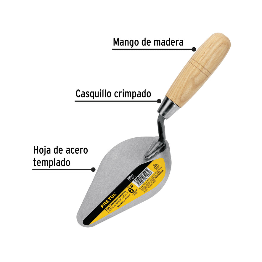 Cuchara para albañil 6' tipo centroamericana, Pretul Caja con 6, 20541