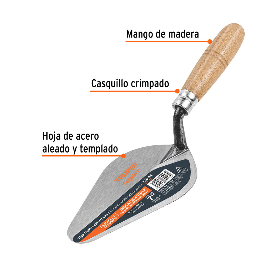 Cuchara para albañil 7' forjada tipo Centroamericana, Truper Caja con 3, 13004
