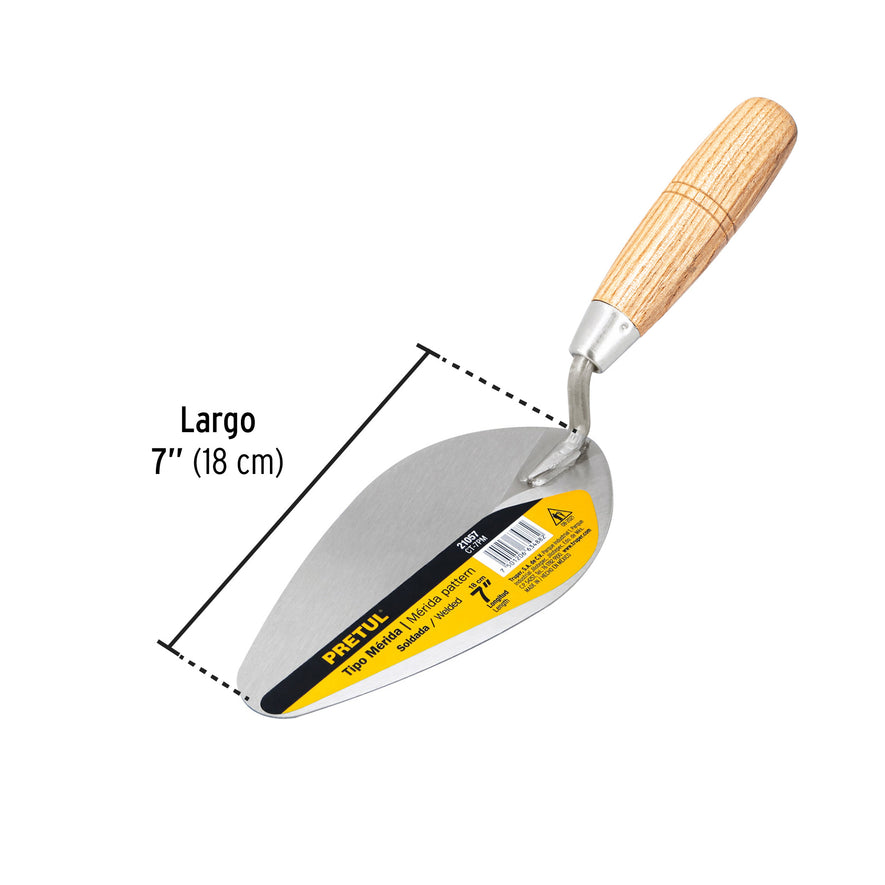 Cuchara para albañil 7' tipo Mérida, Pretul Caja con 6, 21057