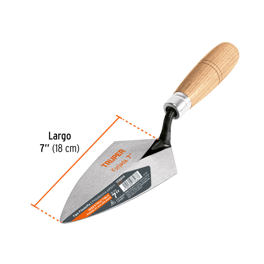 Cuchara para albañil 7' forjada tipo Filadelfia, TRUPER Caja con 3, 102614