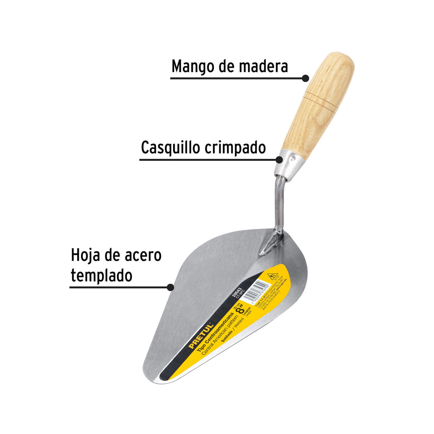 Cuchara para albañil 8' tipo centroamericana, Pretul Caja con 6, 20543