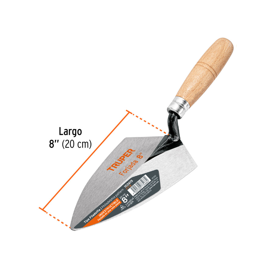 Cuchara para albañil 8' forjada tipo Filadelfia, TRUPER Caja con 3, 102615
