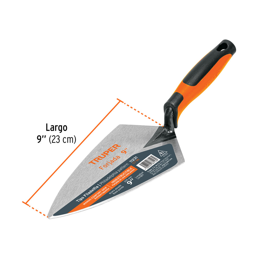 Cuchara p/ albañil 9' forjada tipo Filadelfia, Comfort Grip Caja con 3, 11231