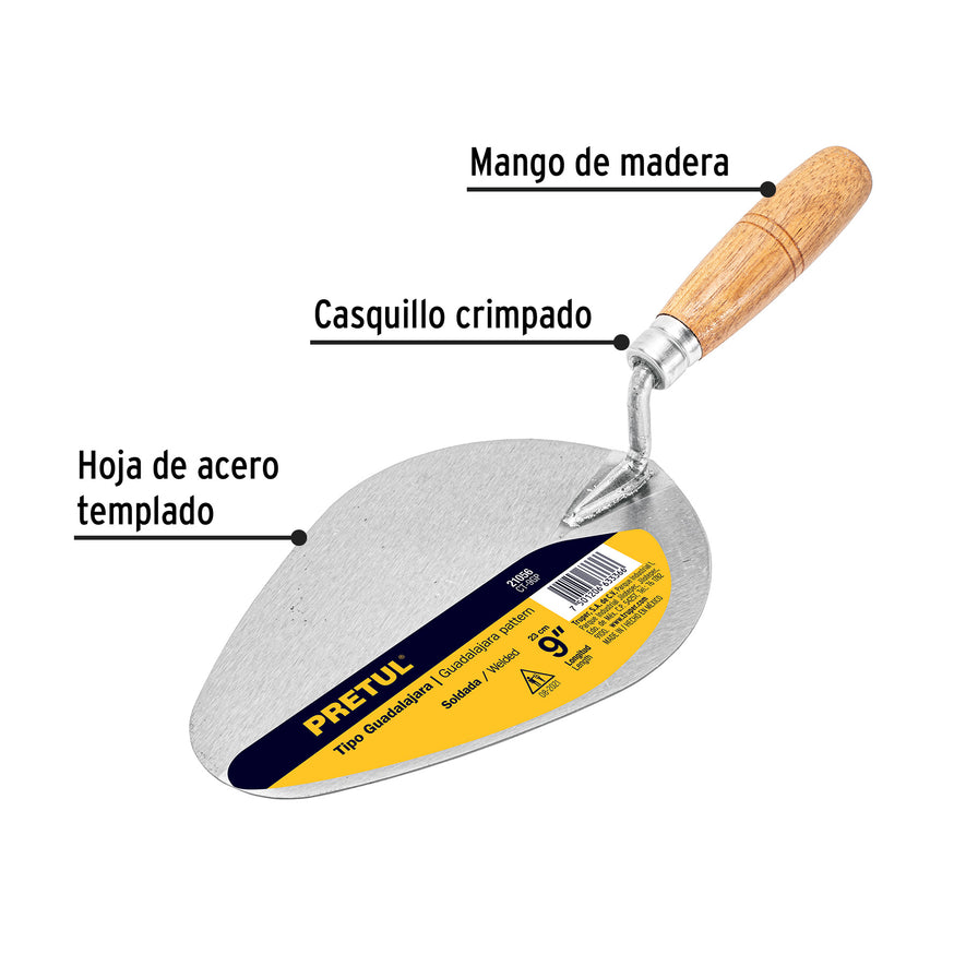 Cuchara para albañil 9' tipo Guadalajara, Pretul Caja con 6, 21056