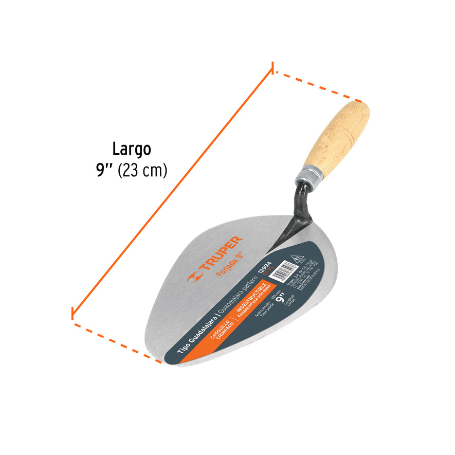 Cuchara para albañil 9' forjada tipo Guadalajara, Truper Caja con 3, 12994